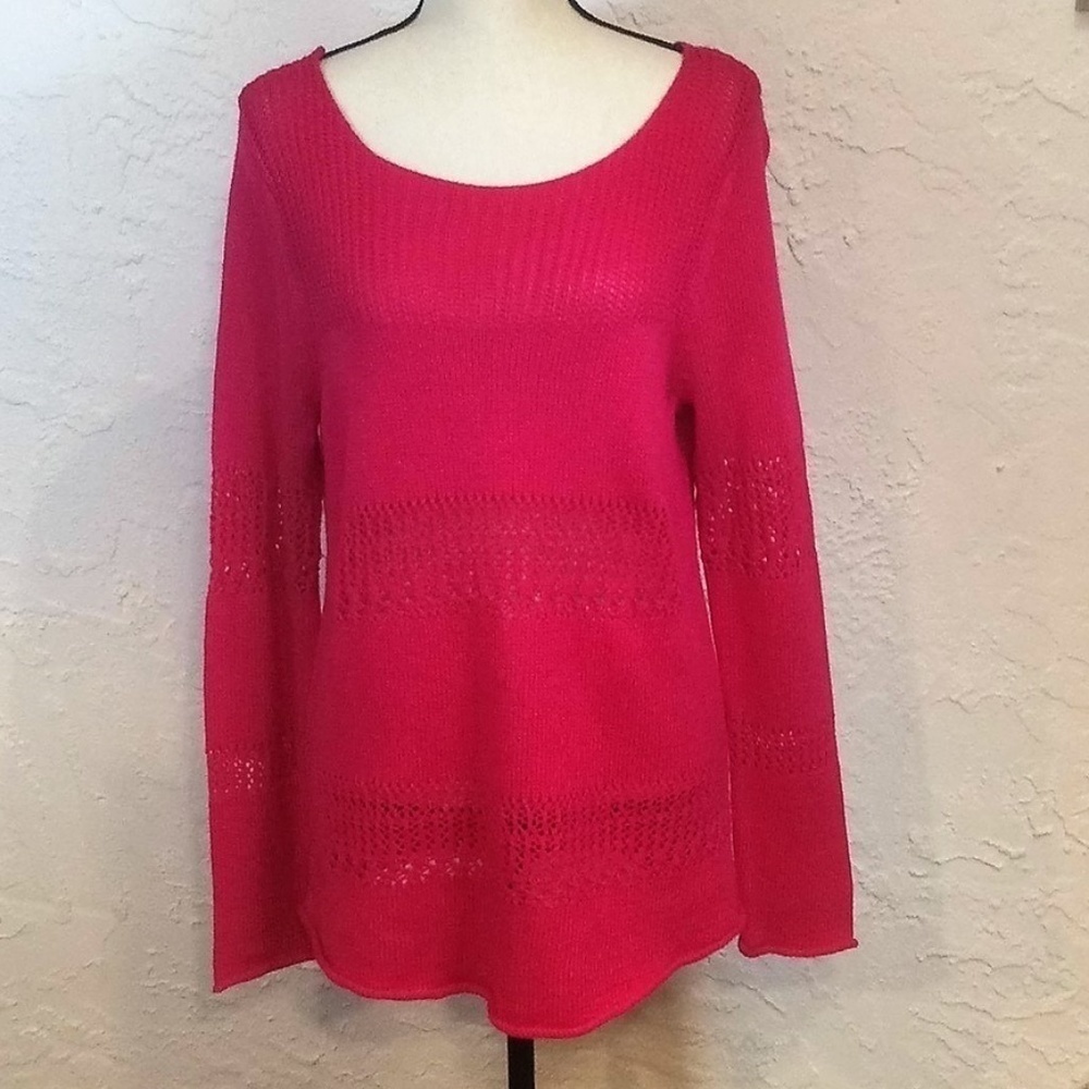 Chelsea & Theodore Bright Pink Sweater Sz M